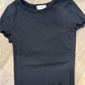 Altar'd State Black Ribbed Short Sleeve Tee